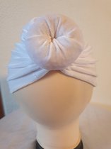 Tulband Haarbandje Velvet White Baby Wit