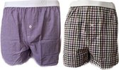 Embrator 2-stuks mannen Boxershorts geweven katoen wit/paars/zwart XL