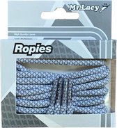 Mr Lacy schoenveters- Rond- Ropies- Wit/Grijs -130cm lang 5,5mm breed extra sterk
