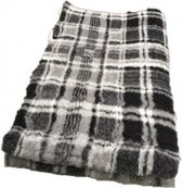 Vetbed - Dierenmat - Benchkleed - Puppykleed - Dierenkleed - Tartan Grijze Ruit - Latex Anti Slip 100 x 75 cm - Machine wasbaar