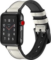 Geschikt voor Apple Watch bandje 42 / 44 / 45 / 49 mm - Series 1 2 3 4 5 6 7 8 SE Ultra - Smartwatch iWatch horloge band - 42mm 44mm 45mm 49mm - Fungus - PU Leer - Wit
