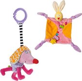 Taf toys - Oranje knuffelkonijn en gekke hond - Knuffeldoek en speeltje - kleurrijk