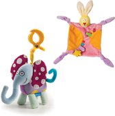 Taf Toys - Knuffelkonijn en grappige olifant - Knuffeldoek & speeltje - kleurrijk