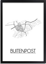 Buitenpost Plattegrond poster A4 + Fotolijst Zwart (21x29,7cm) - DesignClaud