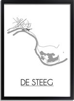 De Steeg Plattegrond poster A3 + Fotolijst Zwart (29,7x42cm) - DesignClaud