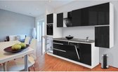Meister Premium complete greeploze keuken 330cm Zwart hoogglans met apparatuur