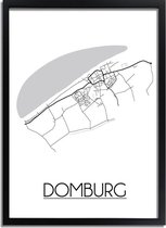 Domburg Plattegrond poster A2 + Fotolijst Zwart (42x59,4cm) - DesignClaud