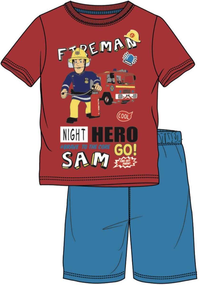 Brandweerman Sam Pyjama met korte mouw - rood - Maat 116