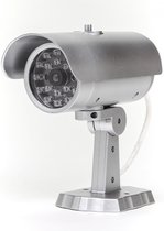 Dummy Camera - beveiliging buiten en binnen - Beveiligingscamera - Met rubber kabel - Rode led verlichting - Zonder batterijen - met bevestigingsmateriaal - Nep camera - Grijs