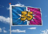 Verjaardagsvlag: '35' - 150x225 cm