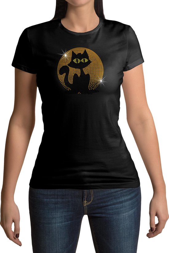 T-shirt Mysterious Cat - Femme - Taille M - Zwart