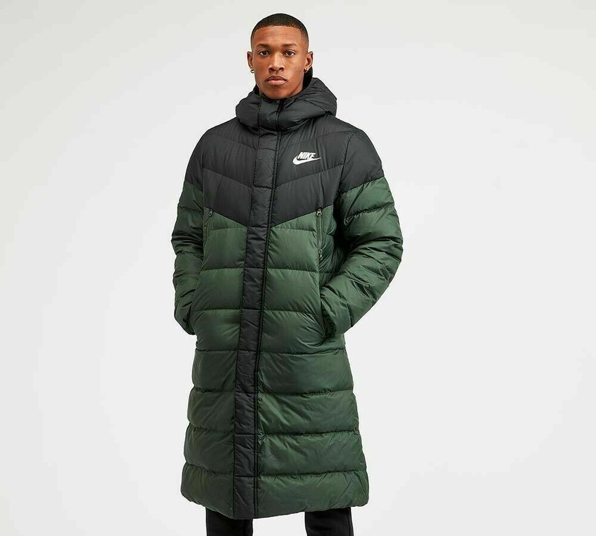 Port ijs Voetzool Nike Premium Mens Down Fill Long Puffer Parka Jacket Coat Green Black - M |  bol.com
