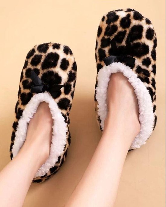 Pantoffels dames – luipaard print – maat 36-38 – sloffen dames - Cadeau