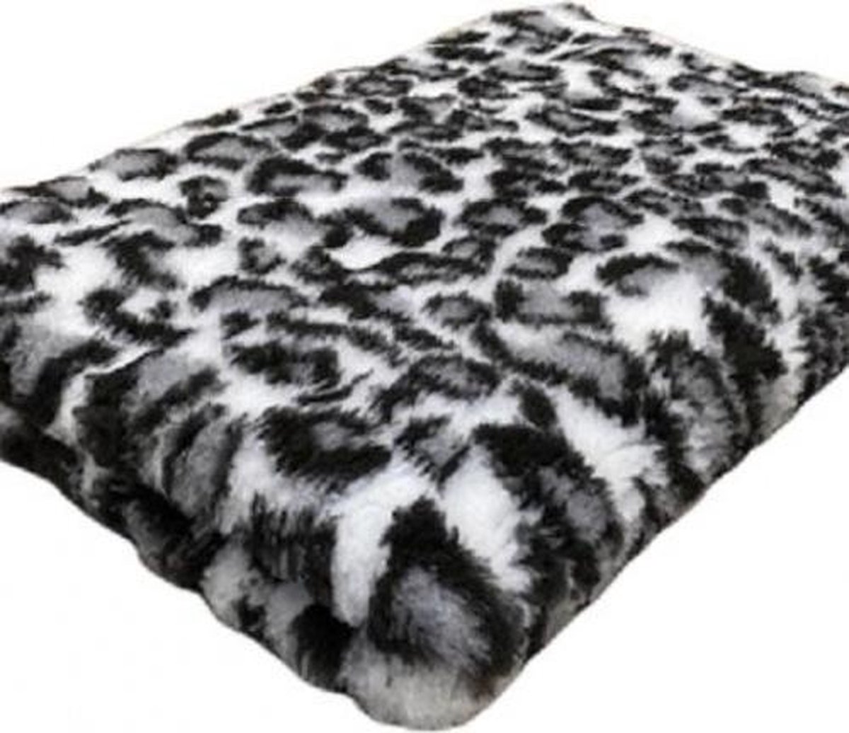 Vetbed - Dierenmat - Benchmat- Dierenkleed - puppykleed -  Luipaard Grijs - Latex Anti Slip 100 x 75 cm - Machine wasbaar