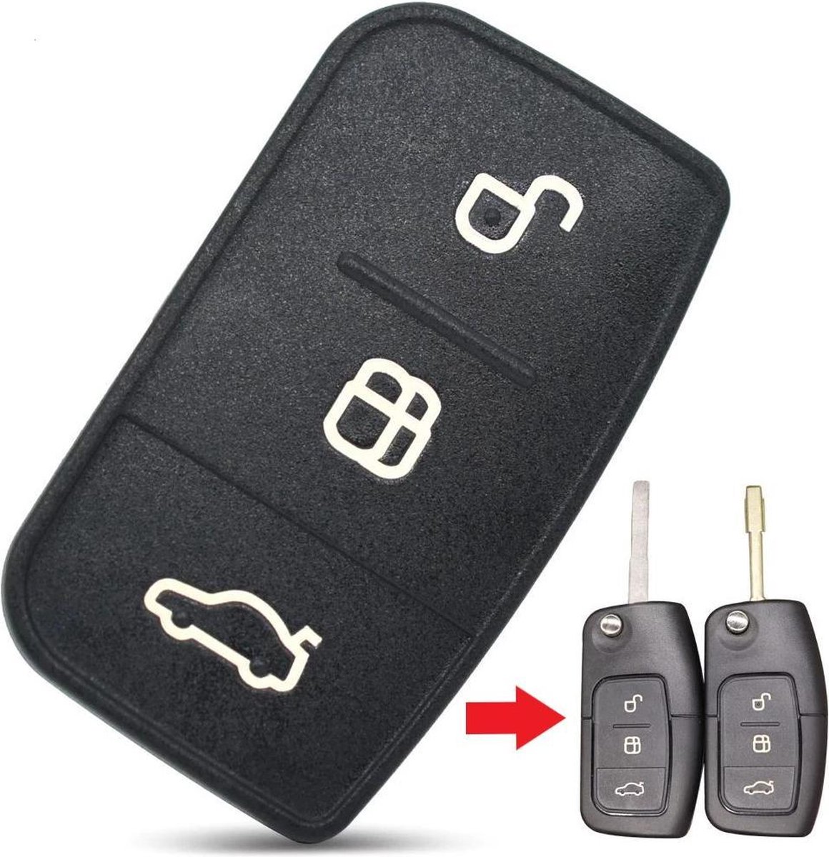 Autosleutel rubber pad 3 knops geschikt voor Ford sleutel Focus / Mondeo /  CMax / SMax... | bol.com