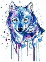 Wolf - Schilderen op nummer - verven op nummer - kleuren op nummer - hobby pakket - paint by number - hobbypakket - 50x40cm - los canvasdoek