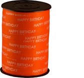 Happy birthday inpaklint - Oranje - 250m - cadeaulint - krullint - sierlint - verjaardag