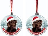 Set van 3x stuks kerstversiering glazen kerstballen Labrador bruin hond 7 cm