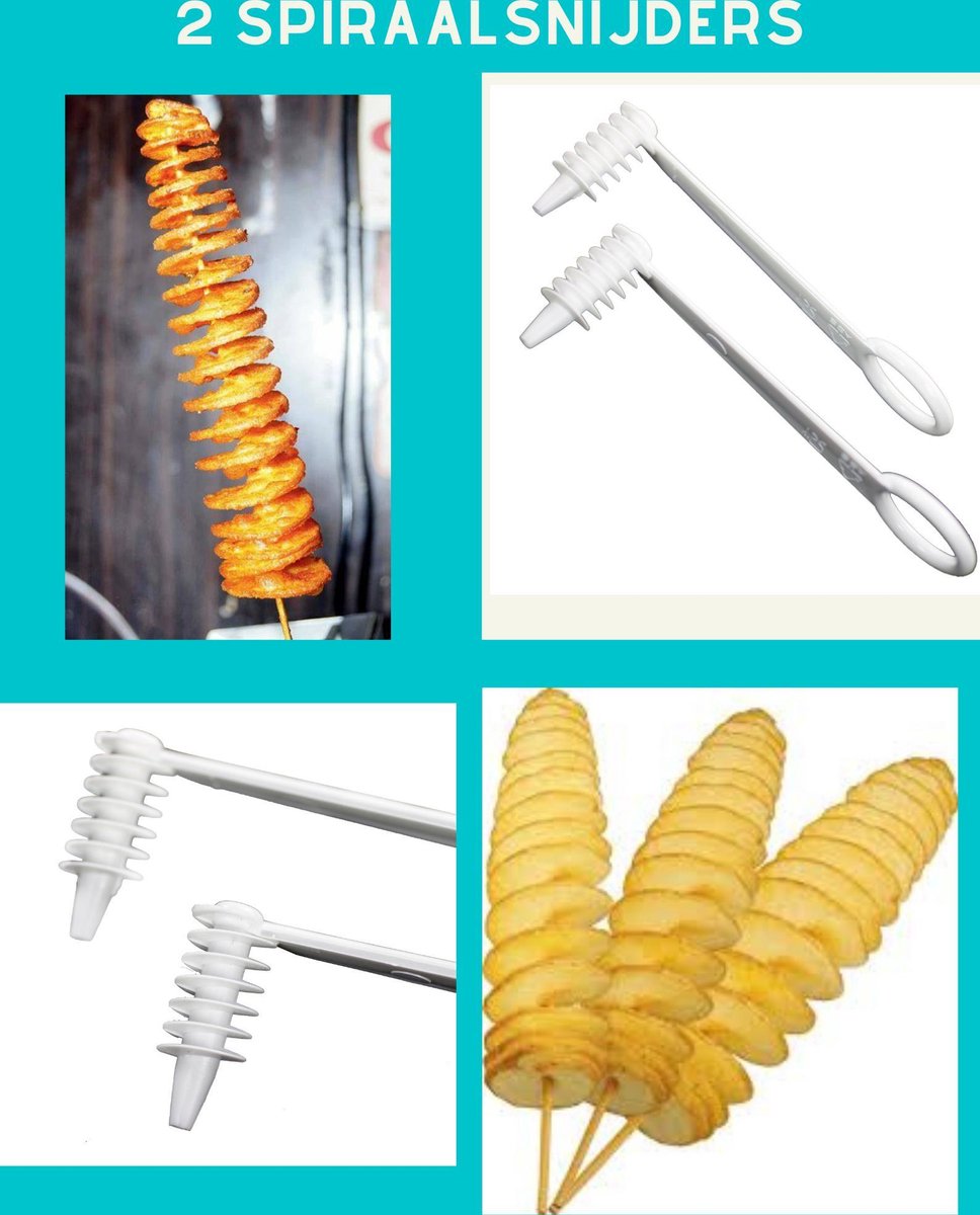 Paul's Kitchen Original™  Aardappel-Spiraalsnijder - Patato Twister -Groente Twister Chips maker-3 stuks - Merkloos