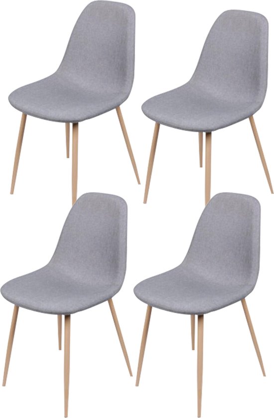 Eetkamerstoel Alya – grijs – houten poten - set van stoelen - moderne stoel | bol.com