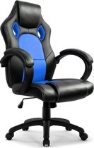 GAME HERO® Ruler H4 Gaming Stoel - Bureaustoel - Vaste Armleuningen - Stoel Met Hoofdleuning - Game Stoel - Zwart/Blauw
