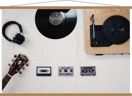 Schoolplaat – Muziek Instrumenten en Bandjes - 120x80cm Foto op Textielposter (Wanddecoratie op Schoolplaat)