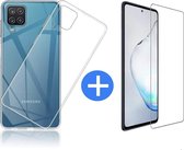 Samsung A12 Hoesje Transparant - samsung a12 hoesje doorzichtig - Samsung A12 Siliconen Hoesje Case Back Cover - 1x Samsung A12 Screenprotector Tempered Glass