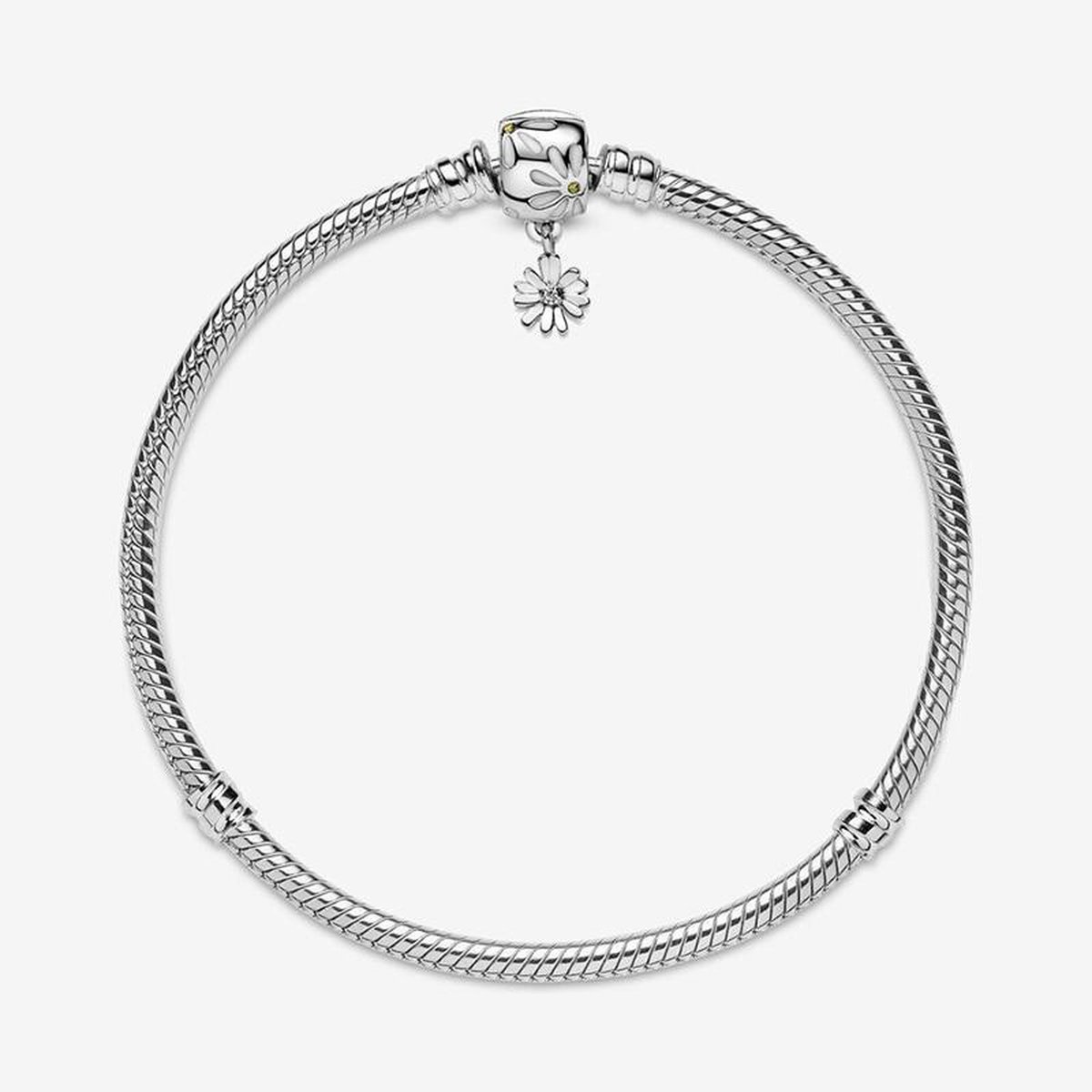 Fler® | Armband Zilver | Zilveren armband | geschikt voor alle populaire bedelcollecties | Bedelarmband | Bloemen sluiting | Elegante dames armband | Valentijnsdag cadeau | Maat 17