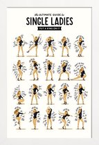 JUNIQE - Poster in houten lijst Single Ladies songtekst -20x30 /Bruin