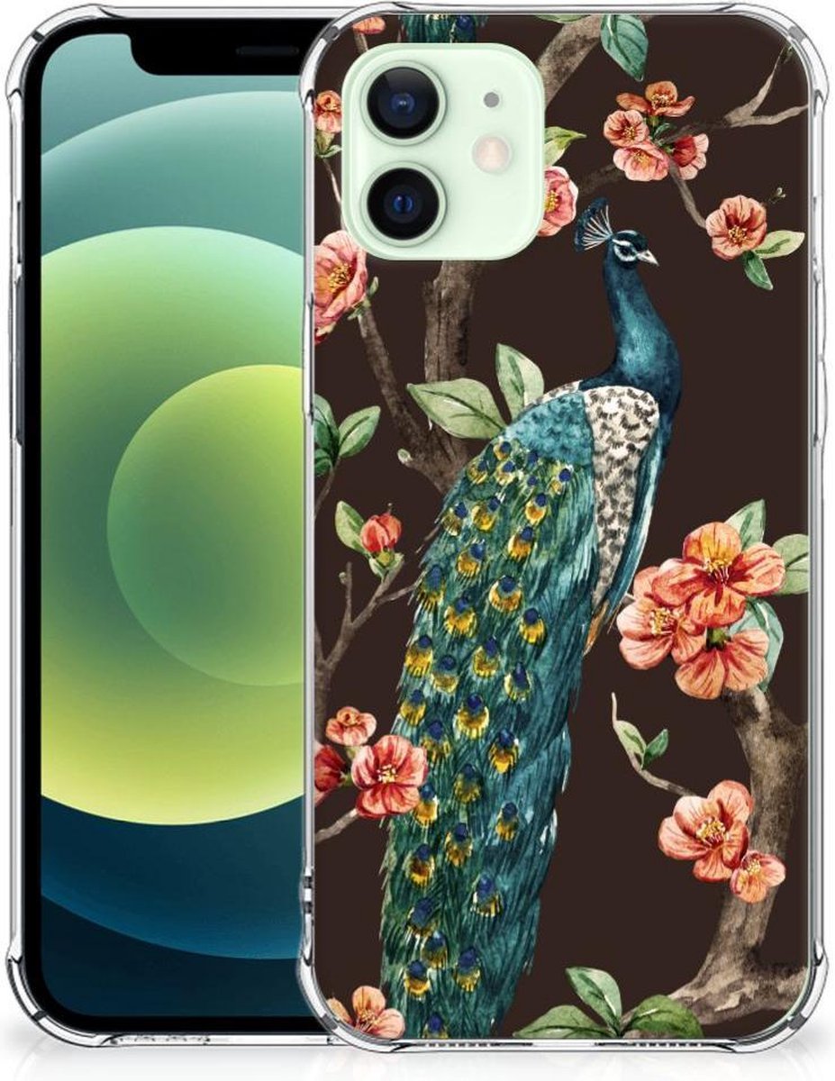 iPhone 12 Mini Case Anti-shock Pauw met Bloemen