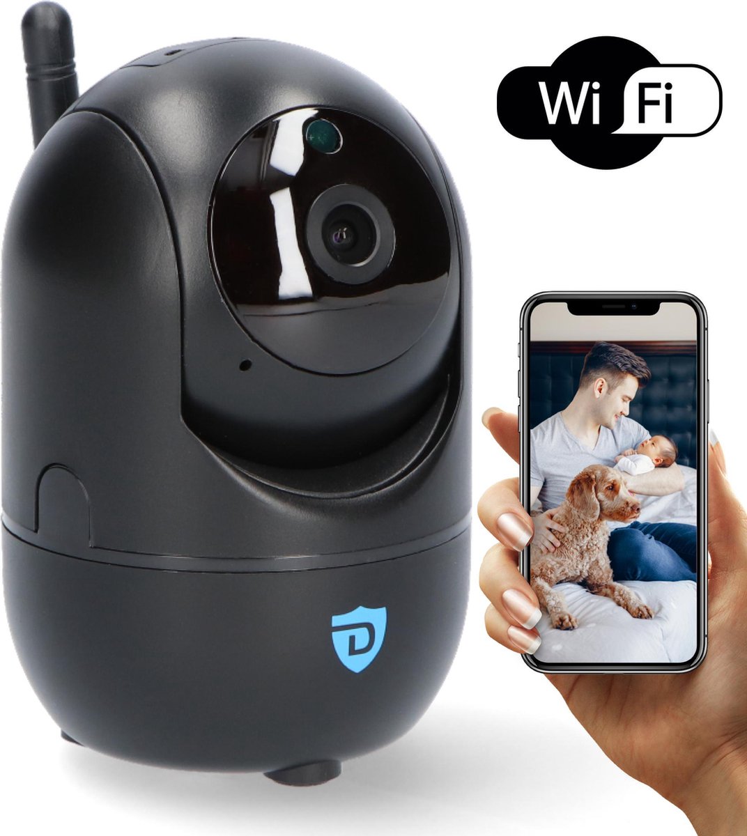Hondencamera - Huisdiercamera met app - Bestuurbaar via Telefoon - Beveiligingscamera - Automatisch Volgen - Draadloos via Wifi - Spreken en Luister Functie - Petcam - Zwart