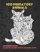 100 Predatory Animals - Coloring Book - Alligator, Cougar, Wild cat, Anaconda, other