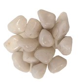 Sattva Rocks | Melkkwarts trommelstenen knuffelsteen 3 stuks in kado zakje Witte Wijsheidskwarts edelsteen Sneeuwkwarts
