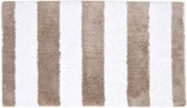 Dikke zachte badmat wit beige gestreept 50x80 mjukis scandinavisch