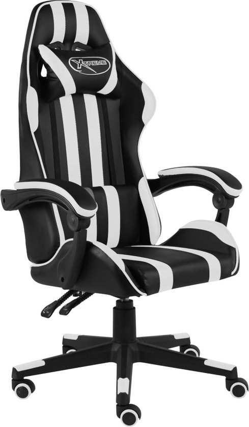 vidaXL - Racestoel - kunstleer - zwart - en - wit