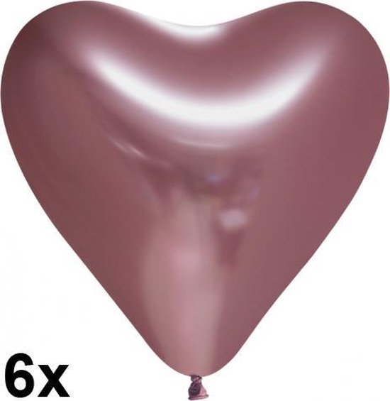 Chrome hart ballonnen rose Gold, 6 stuks, 30cm