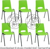 King of Chairs -Set van 6- Model KoC Samantha lime met zwart onderstel. Stapelstoel kuipstoel vergaderstoel tuinstoel kantine stoel stapel stoel kantinestoelen stapelstoelen kuipst