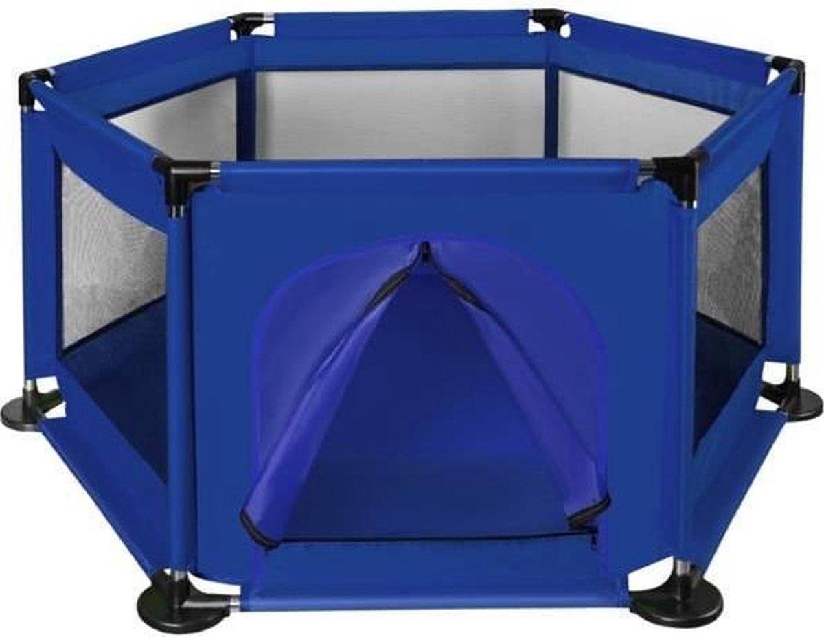 Babybox Donker Blauw - Speelbox voor kinderen - RVS materiaal en Opvouwbaar - Drievoudige ritssluiting - Doorzichtig en Wasbaar - Veilige ronden hoeken - LimitedDeals - LimitedDeals