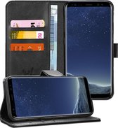 Samsung Galaxy S8 - Lederen Portemonnee Hoesje Zwart - Leren Wallet Case TPU - Book Case - Flip Cover - Klap - 360 beschermend Telefoonhoesje