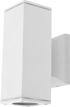 LED Tuinverlichting - Buitenlamp - Aigi Wally Up and Down - GU10 Fitting - 2-lichts - Mat Wit - Vierkant - Aluminium - BSE