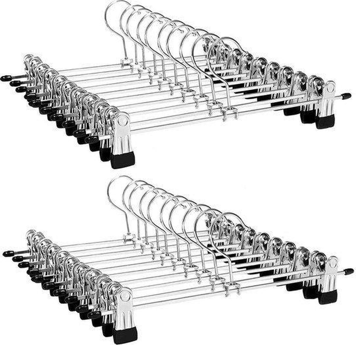 Home&Garden Kledinghangers – Broekhangers met Knijpers – 35 cm – Set van 25 – Metalen Kleerhangers – Anti-Slip Kledinghangers – Verstelbare Broekhanger & Rokhanger