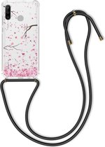kwmobile telefoonhoesje voor Huawei P30 Lite - Hoesje met koord in poederroze / donkerbruin / transparant - Back cover voor smartphone