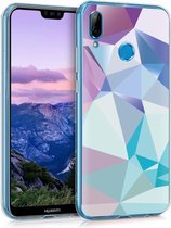 kwmobile telefoonhoesje voor Huawei P20 Lite - Hoesje voor smartphone in lichtblauw / poederroze / blauw - Asymmetrische Driehoeken design