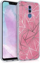 kwmobile telefoonhoesje voor Huawei Mate 20 Lite - Hoesje voor smartphone in zilver / roze - Glitter Vlakken design