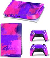Sony PS5 Digital Edition Console Skins - Grunge Neon Paars / Roze (Let op, alleen geschikt voor PlayStation 5 Digital Edition - zie productafbeelding)