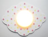 Funnylight kids lamp LED wolk wit - mooie plafonniere met roze glow in the dark sterren voor de baby en kinder kamer