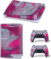 Sony PS5 Digital Edition Console Skins - Grunge Neon Grijs / Rood (Let op, alleen geschikt voor PlayStation 5 Digital Edition - zie productafbeelding)