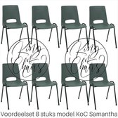 King of Chairs -Set van 8- Model KoC Samantha antraciet met zwart onderstel. Stapelstoel kuipstoel vergaderstoel tuinstoel kantine stoel stapel stoel kantinestoelen stapelstoelen k