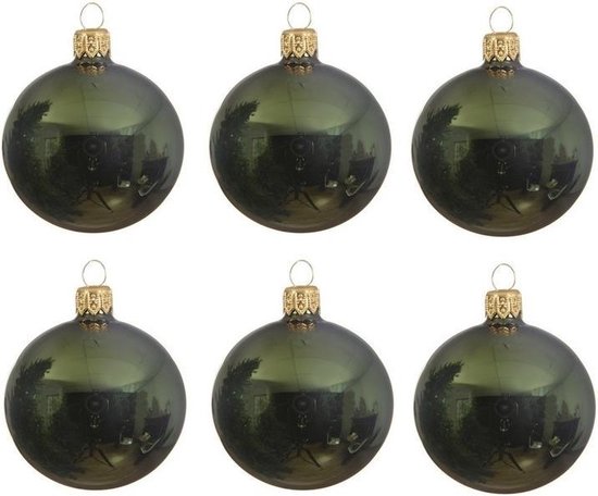 6x Donkergroene glazen kerstballen 6 cm - Glans/glanzende -  Kerstboomversiering... | bol.com