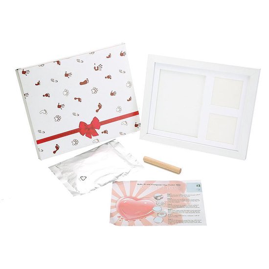 Baby fotolijstje met afdruk in klei - Fotolijst - Kraamcadeau - Kleiafdruk - Mooiste herinneringen aan pasgeborene - 23cm x 28cm van Lumi�o — afbeelding 3